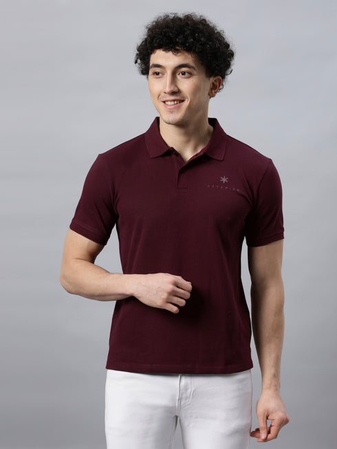 Classic Comfort: Men's 100% Cotton Polo T-shirt Maroon